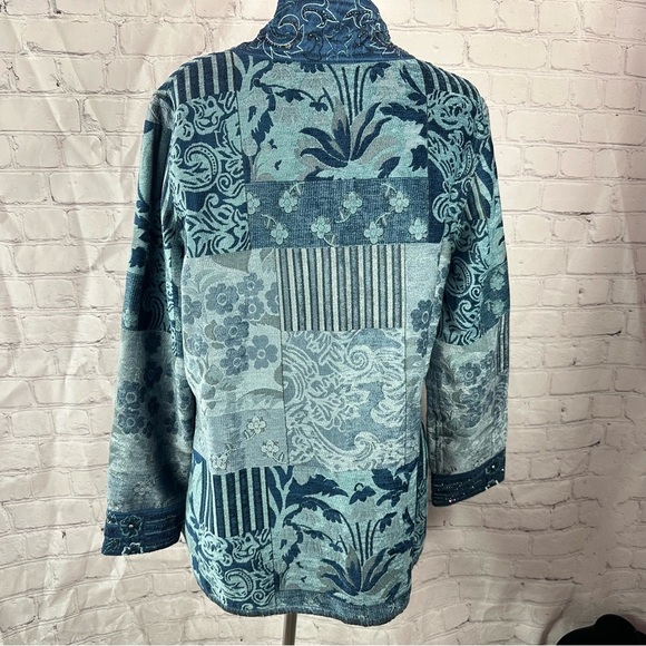 vintage yak magik tapestry patchwork beaded embroidered Cardigan jacket sz L - Picture 3 of 10